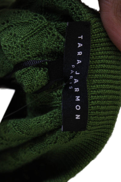 Tara Jarmon Womens Green Merino Wool Round Neck Cardigan Long Sleeve Size S