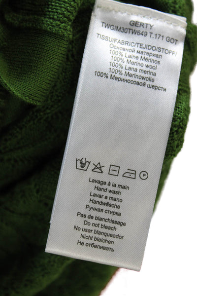 Tara Jarmon Womens Green Merino Wool Round Neck Cardigan Long Sleeve Size S