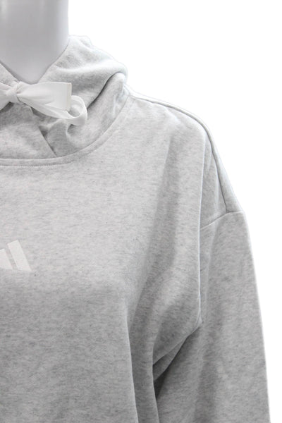 Adidas Women Pullover Hoodie Gray Cowl Neck Cotton Long Sleeve Size S