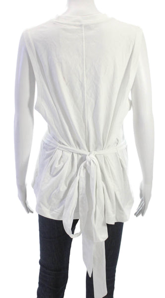 Vince Women Tunic Tank Cotton Sleeveless Crew Neck White Spring Size XL