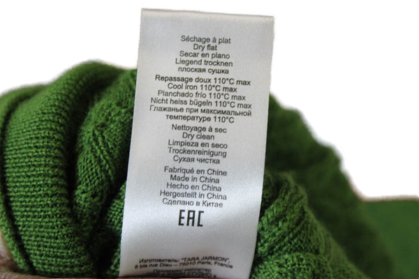 Tara Jarmon Womens Green Merino Wool Round Neck Cardigan Long Sleeve Size S