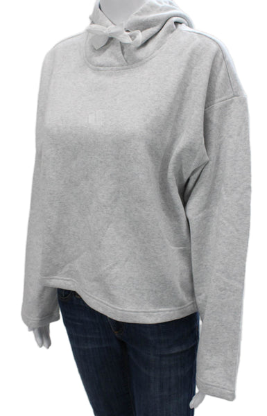 Adidas Women Pullover Hoodie Gray Cowl Neck Cotton Long Sleeve Size S