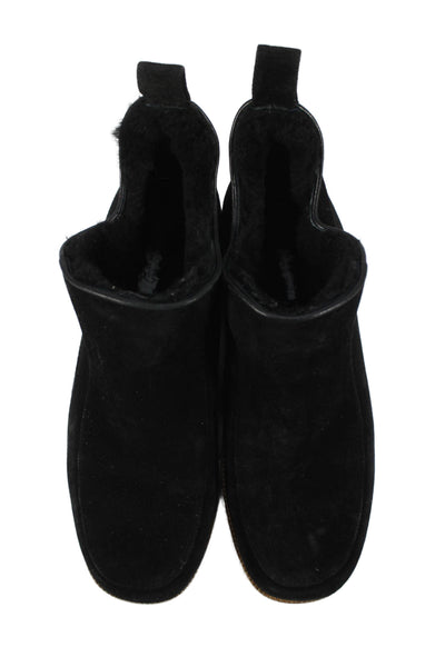 Gabriela Hearst Womens Slip On Shearling Lined Suede Sneakers Black White 39