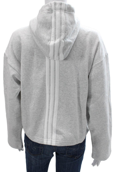 Adidas Women Pullover Hoodie Gray Cowl Neck Cotton Long Sleeve Size S