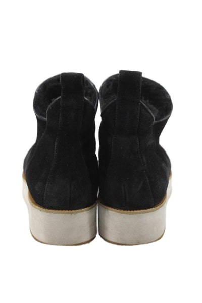 Gabriela Hearst Womens Slip On Shearling Lined Suede Sneakers Black White 39