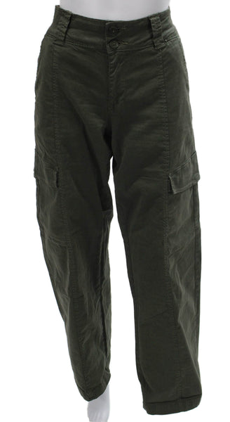 Sanctuary Womens Cargo Pants Green Cotton Zip Inseam 32 Size 28