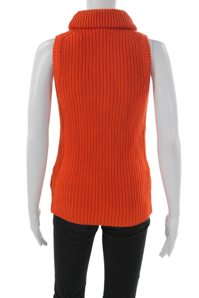 Michael Michael Kors Women Sleeveless Turtleneck Sweater Vest Orange Size S