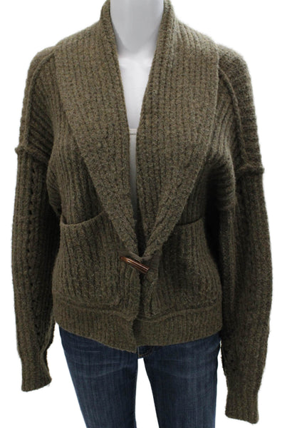 We The Free Women Collared Green Cardigan Long Sleeve Size S