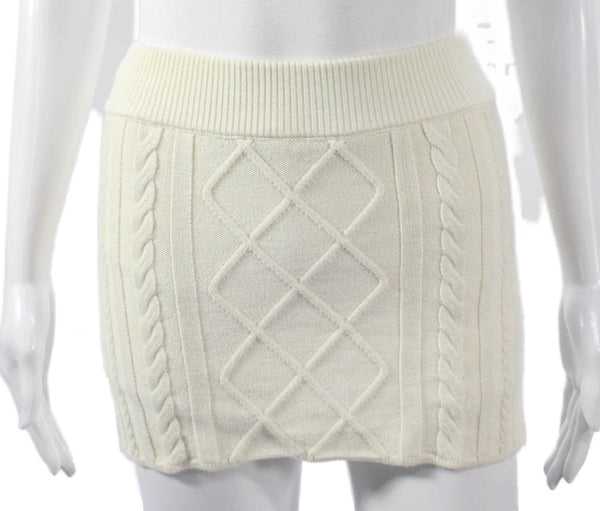 Kith Womens Ivory Argyle Cotton Blend Straight Pencil Skirt Size XS