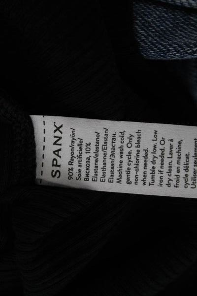 Spanx Women Basic Scoop Neck Rayon 3/4 Sleeve T-Shirt Black Size M