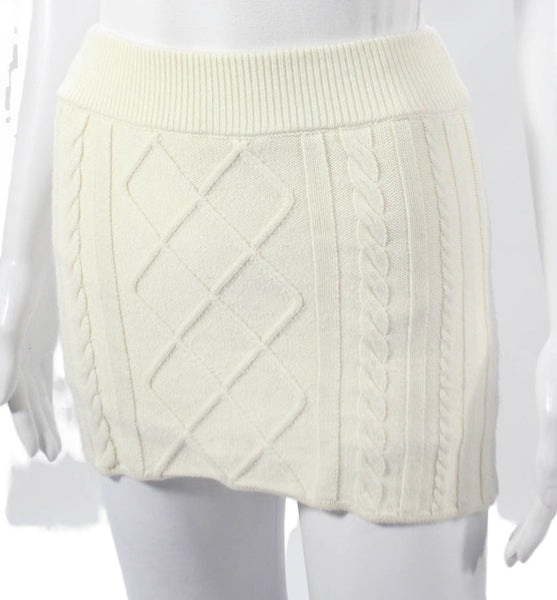 Kith Womens Ivory Argyle Cotton Blend Straight Pencil Skirt Size XS