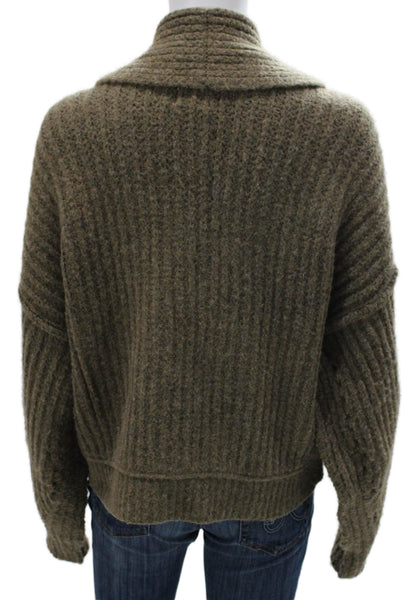 We The Free Women Collared Green Cardigan Long Sleeve Size S
