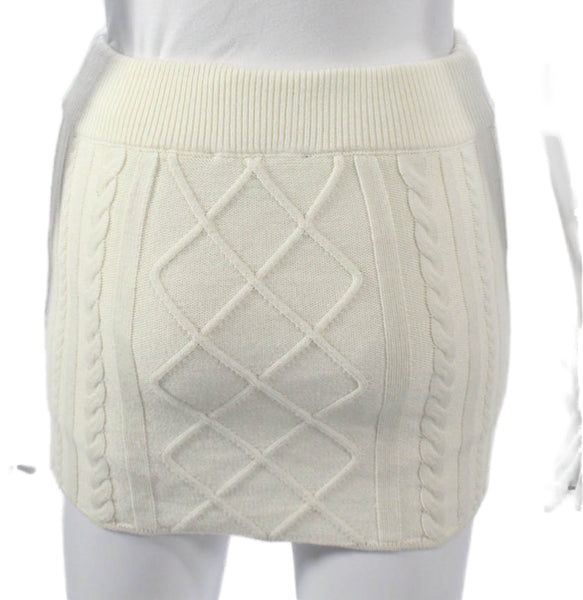 Kith Womens Ivory Argyle Cotton Blend Straight Pencil Skirt Size XS
