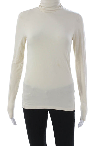 Ralph Lauren Women Pima Cotton Turtleneck Long Sleeve Tee Ivory Size S