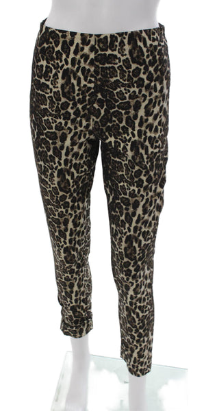 Alice + Olivia Women Ankle Pants Black Animal Print Cotton Zip Size 4