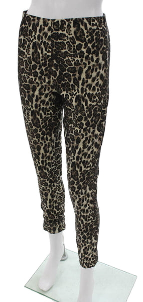 Alice + Olivia Women Ankle Pants Black Animal Print Cotton Zip Size 4