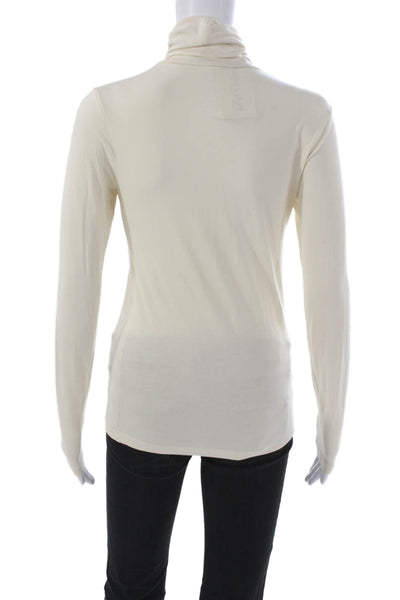 Ralph Lauren Women Pima Cotton Turtleneck Long Sleeve Tee Ivory Size S