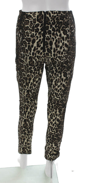 Alice + Olivia Women Ankle Pants Black Animal Print Cotton Zip Size 4