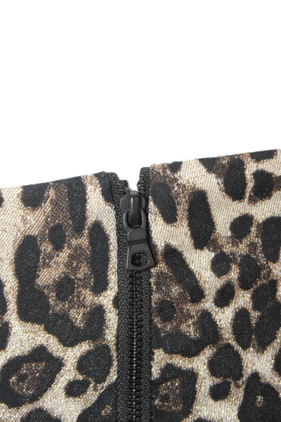 Alice + Olivia Women Ankle Pants Black Animal Print Cotton Zip Size 4