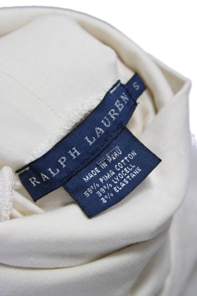 Ralph Lauren Women Pima Cotton Turtleneck Long Sleeve Tee Ivory Size S