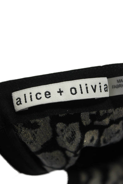 Alice + Olivia Women Ankle Pants Black Animal Print Cotton Zip Size 4