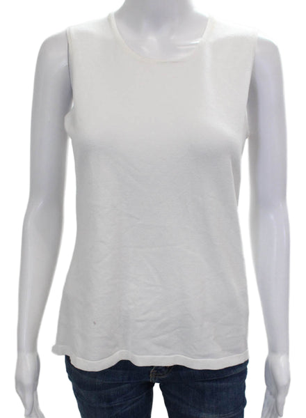 J Envie Womens Basic Sleeveless Viscose Tank White Round Neck Size XS