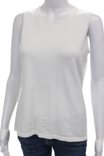 J Envie Womens Basic Sleeveless Viscose Tank White Round Neck Size XS
