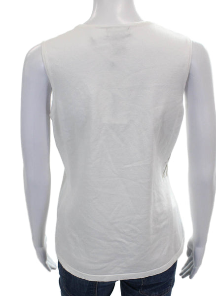 J Envie Womens Basic Sleeveless Viscose Tank White Round Neck Size XS