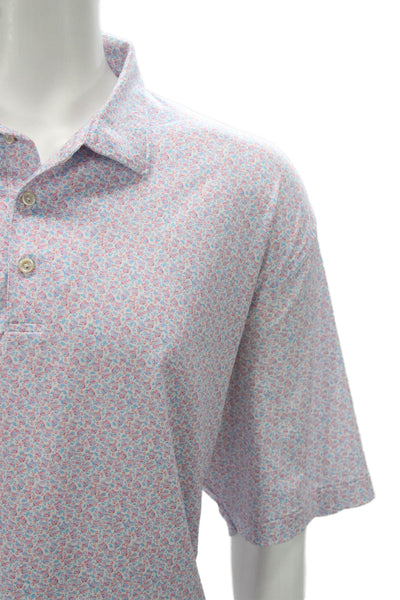 Peter Millar Mens Multicolor Graphic Print Polo Short Sleeve Polyester Size 2XL