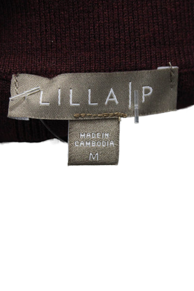Lilla P Women Sweater Dress Brown Collared Long Sleeve Viscose Size M