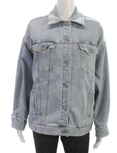 Faherty Unisex Adults Blue Cotton Basic Jacket Button Closure Size M