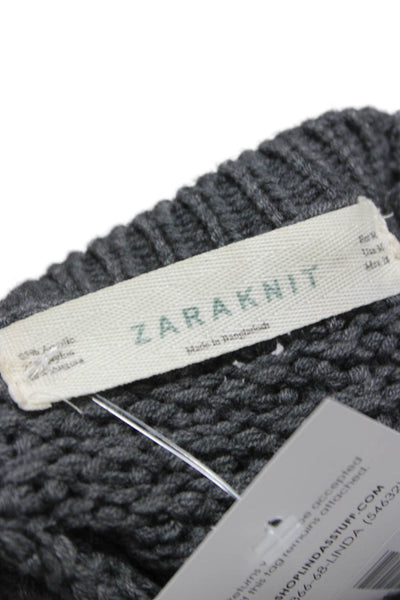 Zara Women Pullover Sweater Gray Acrylic Crew Neck Long Sleeve Size M