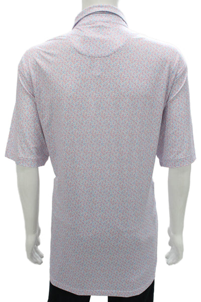 Peter Millar Mens Multicolor Graphic Print Polo Short Sleeve Polyester Size 2XL