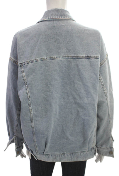 Faherty Unisex Adults Blue Cotton Basic Jacket Button Closure Size M