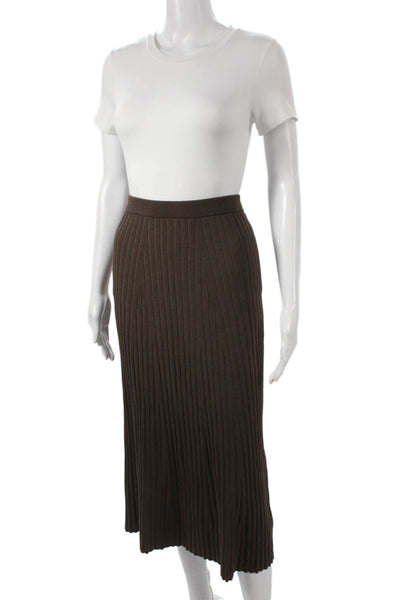 Lilla P Women Long Pleated Skirt Brown Viscose Size M