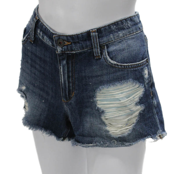 Joe's Collection Women Cut-Off Cotton Solid Blue Button Shorts Size 27