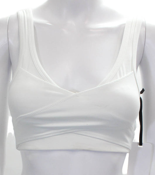 Varley Womens Paneled Detail Athletic Sports Bra White Size xs