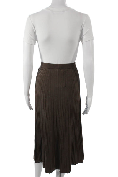 Lilla P Women Long Pleated Skirt Brown Viscose Size M