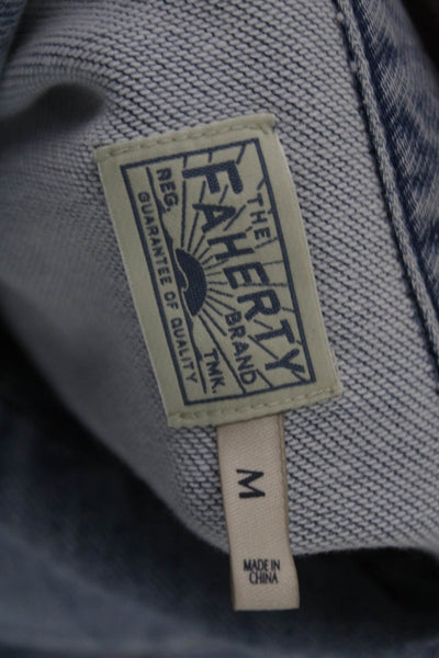 Faherty Unisex Adults Blue Cotton Basic Jacket Button Closure Size M