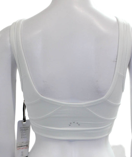 Varley Womens Paneled Detail Athletic Sports Bra White Size xs