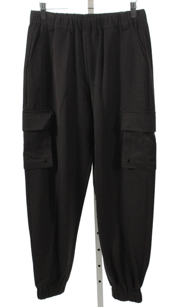 Sylc Unisex Cargo Pants Black Terylene Pull On Size M