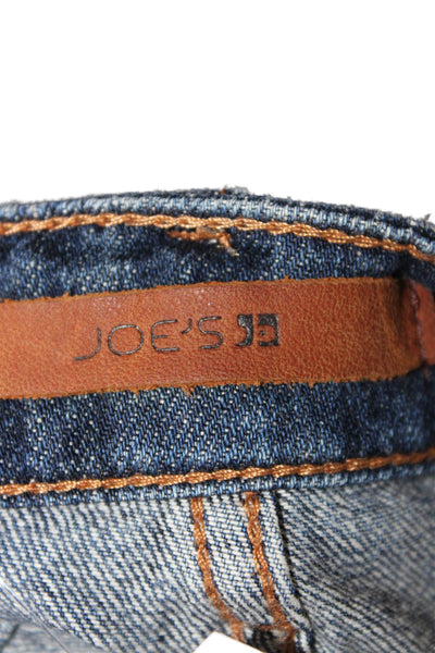 Joe's Collection Women Cut-Off Cotton Solid Blue Button Shorts Size 27