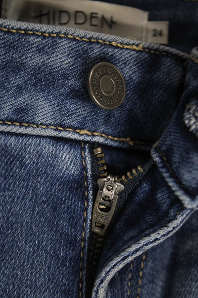 Hidden Women Wide-Leg Jeans Blue Cotton Button Fly Low Rise Inseam 30 Size 24