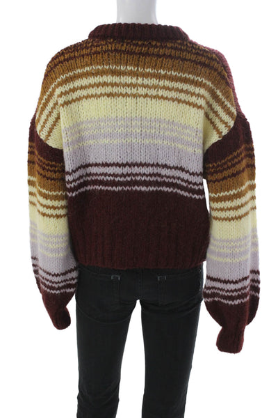 Zara Women Pullover Multicolor Striped Crew Neck Long Sleeve Acrylic Size S