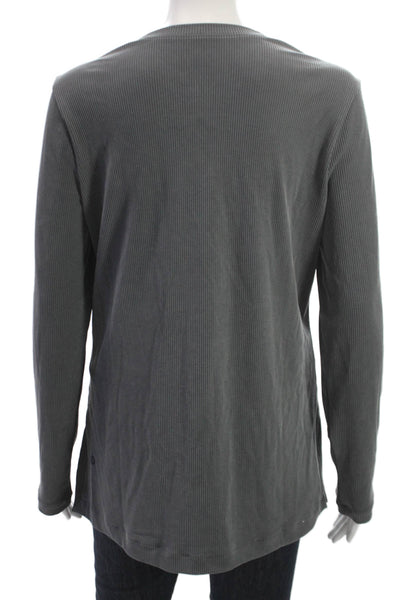 Lululemon Womens Striped Modal Crew Neck Long Sleeve Basic T-Shirt Gray Size S