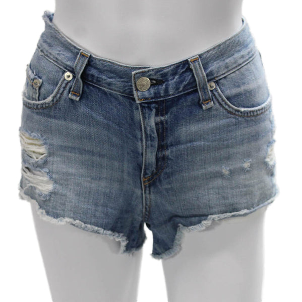 Rag & Bone Jean Womens Cut-Off Blue Cotton Button Shorts Size 27