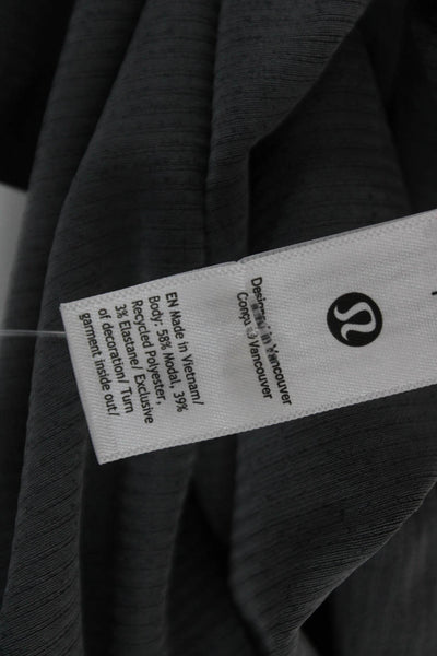 Lululemon Womens Striped Modal Crew Neck Long Sleeve Basic T-Shirt Gray Size S