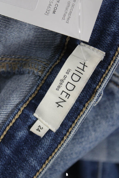 Hidden Women Wide-Leg Jeans Blue Cotton Button Fly Low Rise Inseam 30 Size 24