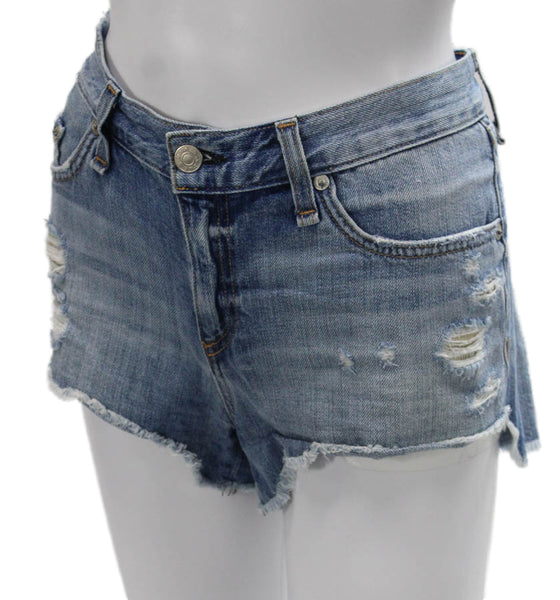 Rag & Bone Jean Womens Cut-Off Blue Cotton Button Shorts Size 27