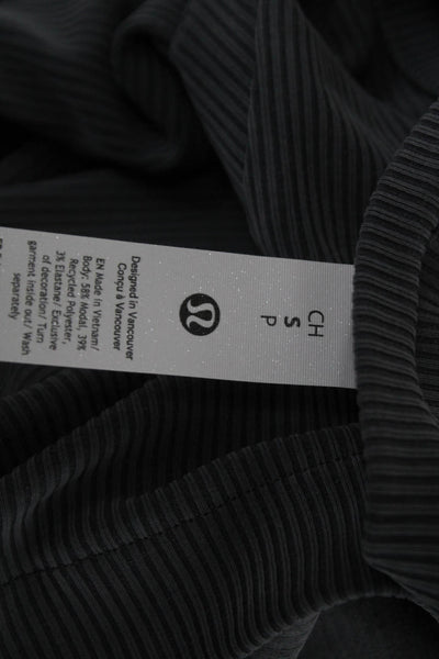 Lululemon Womens Striped Modal Crew Neck Long Sleeve Basic T-Shirt Gray Size S
